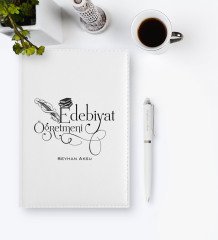 Kişiye Özel Edebiyat Öğretmeni 2023 Deri Ajanda & Kalem Hediye Seti