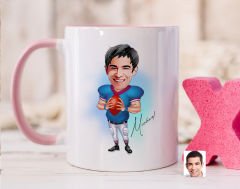 Bk Gift Kişiye Özel Amerikan Futbolcusu Karikatürlü Pembe Kupa Bardak-12, Sevgiliye Hediye, Arkadaşa Hediye