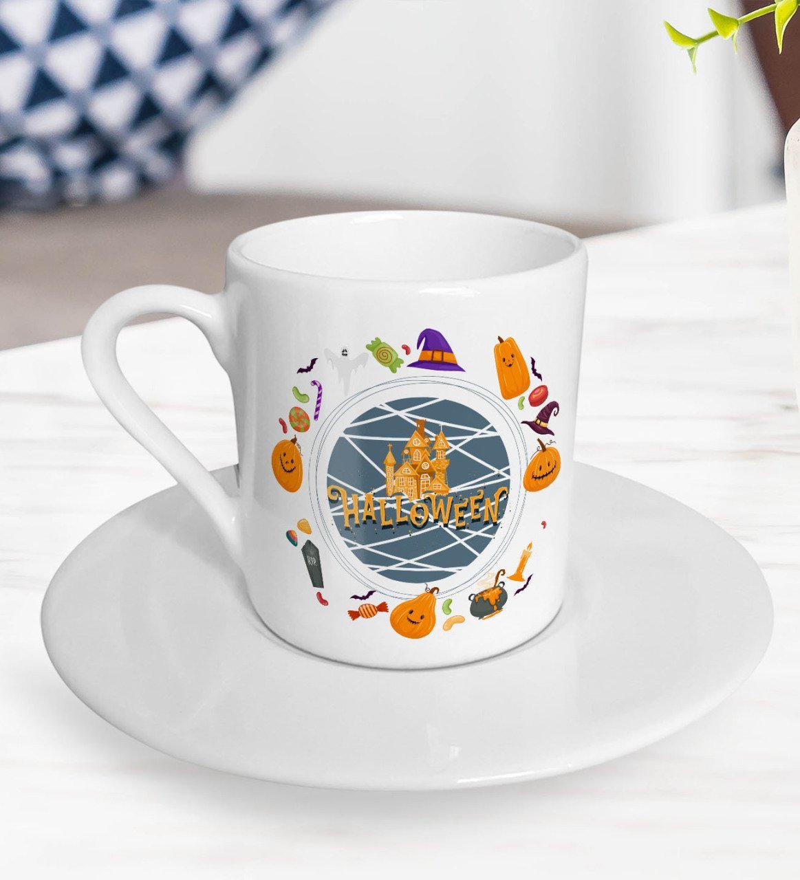 BK Gift Halloween Tasarımlı Türk Kahvesi Fincanı-4