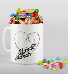 Kişiye Özel Sevgililer Günü Beyaz Kupa ve Haribo Şeker Hediye Seti-11