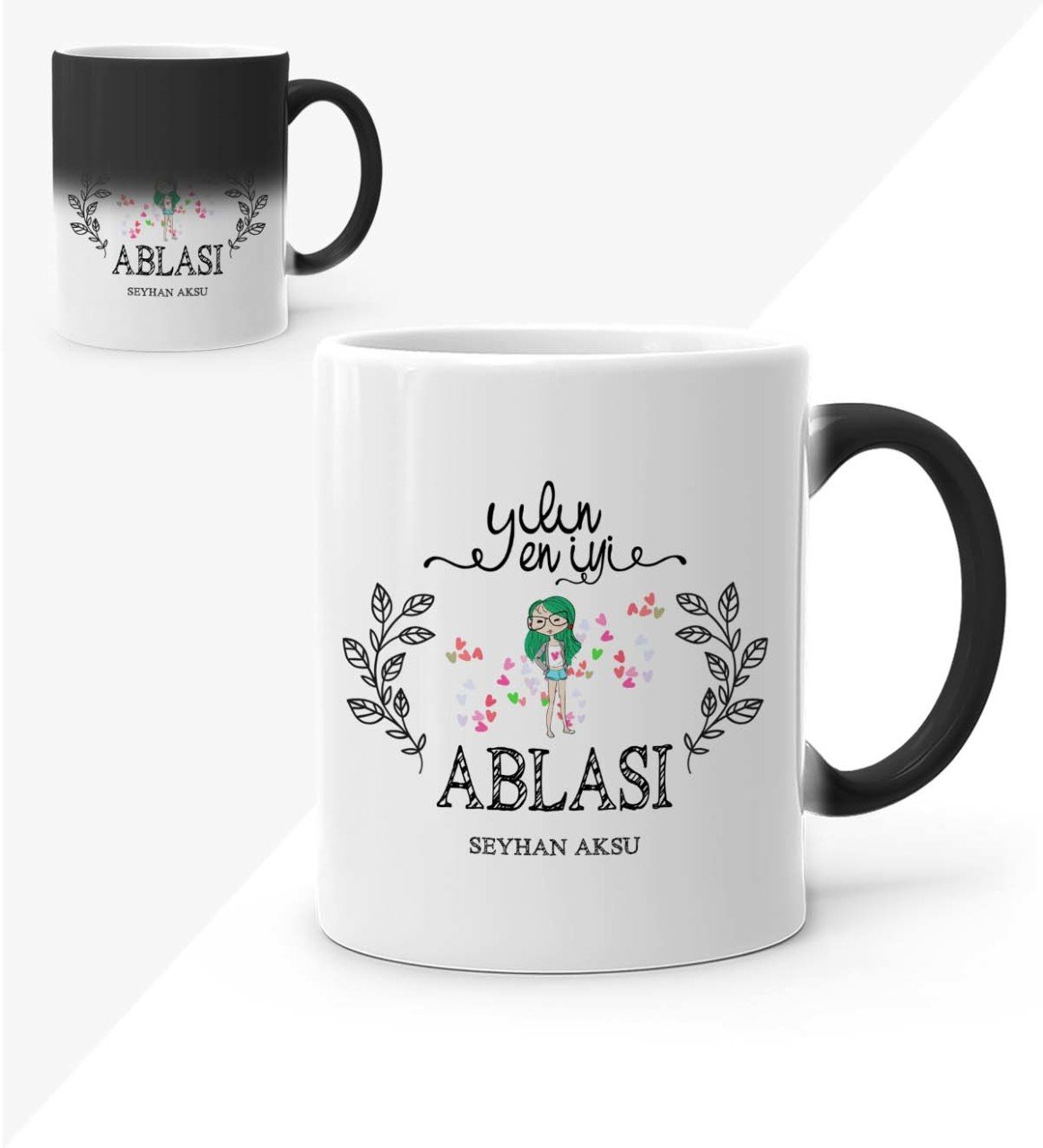 Kişiye Özel Yılın En İyi Ablası Sihirli Kupa Bardak - 1