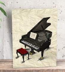 BK Gift Piyano Tasarımlı Dekoratif Mini Kanvas Tablo 15x20cm-1