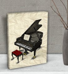 BK Gift Piyano Tasarımlı Dekoratif Mini Kanvas Tablo 15x20cm-1