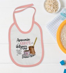 BK Kids Kişiye Özel Pembe Bebek Mama Önlüğü - Model 51