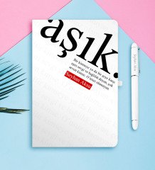 Kişiye Özel Aşık Temalı Beyaz Defter Kalem Seti
