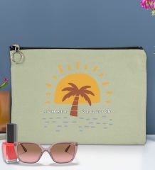 BK Gİft Yaz Temalı-6 Astarlı Mint Yeşili Portföy Çanta 30x21cm, Baskılı El Çantası, Organizer Çanta