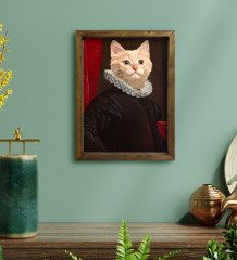 Evcil Dostlara Özel Portre Doğal Masif Ahşap Çerçeveli Tablo 30x40cm-38