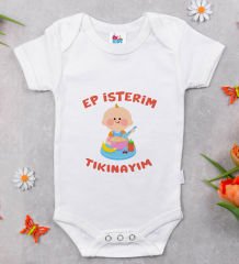 BK Kids Ep İsterim Tasarımlı Beyaz Bebek Body Zıbın-5