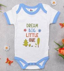 BK Kids Dream Big Little One Tasarımlı Mavi Bebek Body Zıbın-1