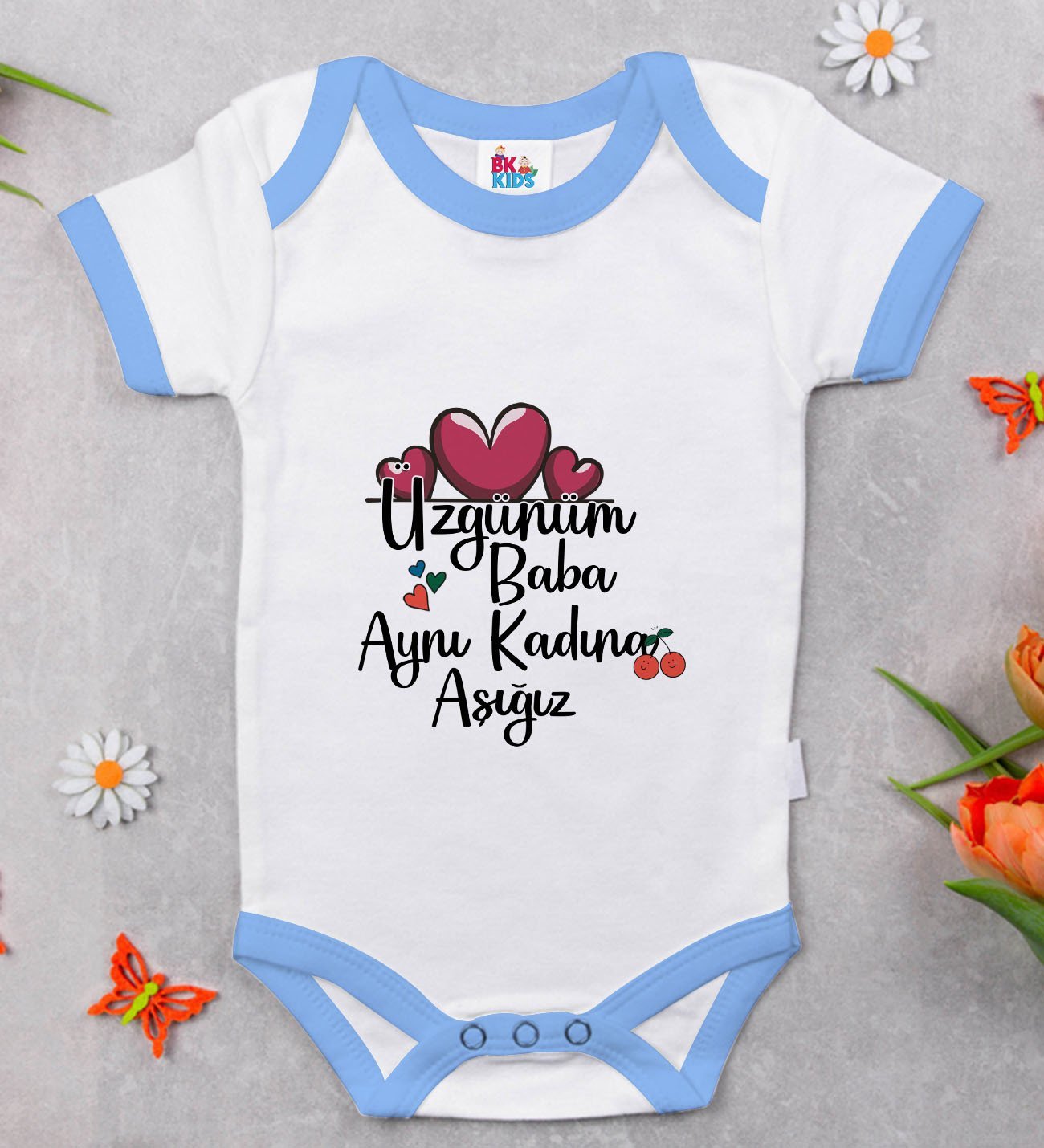 BK Kids Aynı Kadına Aşığız Tasarımlı Mavi Bebek Body Zıbın-2