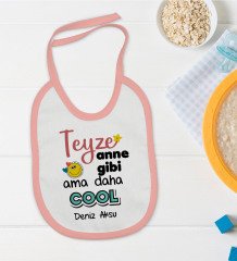 BK Kids Kişiye Özel Pembe Bebek Mama Önlüğü - Model 52