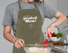 BK Gift Kişiye Özel İsimli Anneler Günü Tasarımlı Profesyonel Haki Mutfak Önlüğü, Aşçı Önlüğü, Şef Önlüğü, Anneye Hediye-10
