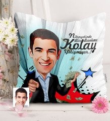 Kişiye Özel Bay Bankacı Karikatürlü Saten Yastık - 2