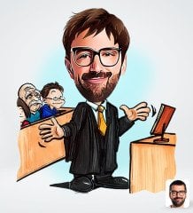 Kişiye Özel Erkek Avukat Karikatürlü Sosyal Medya Dijital Profil Fotoğrafı - Model 3