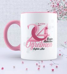 Kişiye Özel Bugün Günlerden Öğretmen Pembe Kupa Bardak - 2