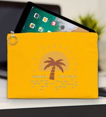 BK Gİft Yaz Temalı-6 Sarı Tablet Çantası 30x21cm, Ipad Çantası, Baskılı Tablet Kılıfı