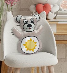BK Gift Güneş Tasarımlı Krem Ayıcık Yastık-1
