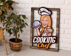 BK Gift Kişiye Özel Kadın Chef Karikatürlü 3D Ahşap Tablo, Sevgiliye Hediye, Arkadaşa Hediye, Yıl Dönümü Hediyesi, Doğum Günü Hediyesi-9