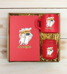 BK Gift Kişiye Özel İsimli DTF Best Friend Temalı Kırmızı Defter & Kahve Fincanı & Mum Hediye Seti-4, Arkadaşa Hediye, Doğum Günü Hediyesi