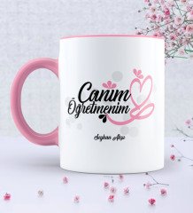 Kişiye Özel Canım Öğretmenim Pembe Kupa Bardak - 1