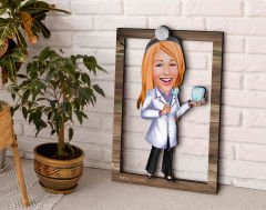 BK Gift Kişiye Özel Kadın Diş Hekimi Karikatürlü 3D Ahşap Tablo, Sevgiliye Hediye, Arkadaşa Hediye, Yıl Dönümü Hediyesi, Doğum Günü Hediyesi-1