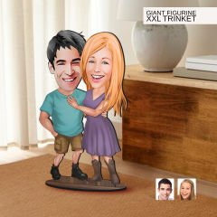 BK Gift Kişiye Özel Sevgililer Karikatürlü Büyük Boy Ahşap Biblo-80 Arkadaşa Hediye , Sevgiliye Hediye, Kişiye Özel Biblolar