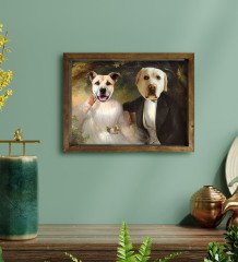 Evcil Dostlara Özel Portre Doğal Masif Ahşap Çerçeveli Tablo 30x40cm-27