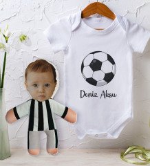 BK Kids Kişiye Özel Fotoğraflı Bebek Yastık ve Bebek Body Zıbın Hediye Seti - Model 3.5