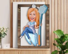 BK Gift Kişiye Özel Kadın Diş Hekimi Karikatürlü 3D Ahşap Tablo, Sevgiliye Hediye, Arkadaşa Hediye, Yıl Dönümü Hediyesi, Doğum Günü Hediyesi-2