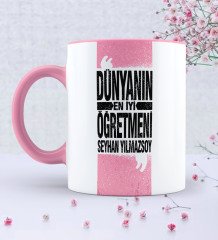 Kişiye Özel Dünyanın En İyi Öğretmeni Pembe Kupa Bardak - 1