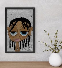 BK Home The Lazy People Collection Cute Girl Dekoratif Ahşap Siyah Çerçeveli Tablo-1