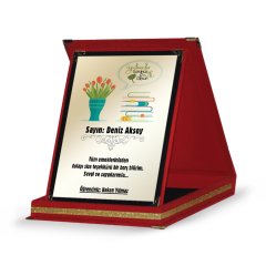Kişiye Özel Kırmızı Plaket (Öğretmenler Günü Temalı-18)