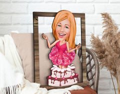 BK Gift Kişiye Özel Kadın Doğum Günü Karikatürlü 3D Ahşap Tablo, Sevgiliye Hediye, Arkadaşa Hediye, Yıl Dönümü Hediyesi, Doğum Günü Hediyesi-1