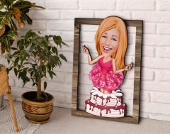 BK Gift Kişiye Özel Kadın Doğum Günü Karikatürlü 3D Ahşap Tablo, Sevgiliye Hediye, Arkadaşa Hediye, Yıl Dönümü Hediyesi, Doğum Günü Hediyesi-1