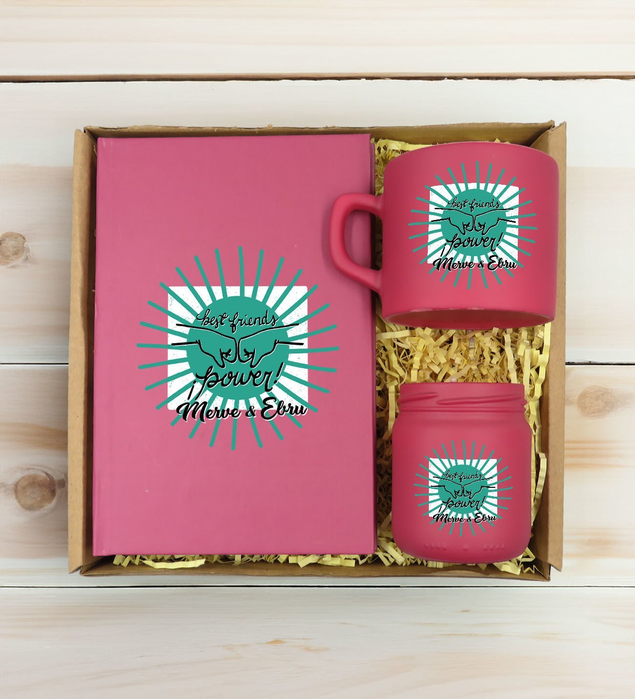 BK Gift Kişiye Özel İsimli DTF Best Friend Temalı Leylak Defter & Kahve Fincanı & Mum Hediye Seti-1, Arkadaşa Hediye, Doğum Günü Hediyesi