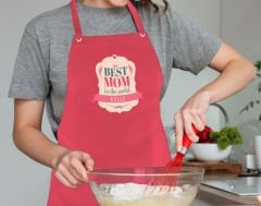 BK Gift Kişiye Özel İsimli Anneler Günü Tasarımlı Profesyonel Kırmızı Mutfak Önlüğü, Aşçı Önlüğü, Şef Önlüğü, Anneye Hediye-4