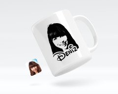 Kişiye Özel İsimli Kadın Silüet Beyaz Kupa Bardak-1