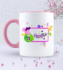 Kişiye Özel En İyi Öğretmen Pembe Kupa Bardak - 1
