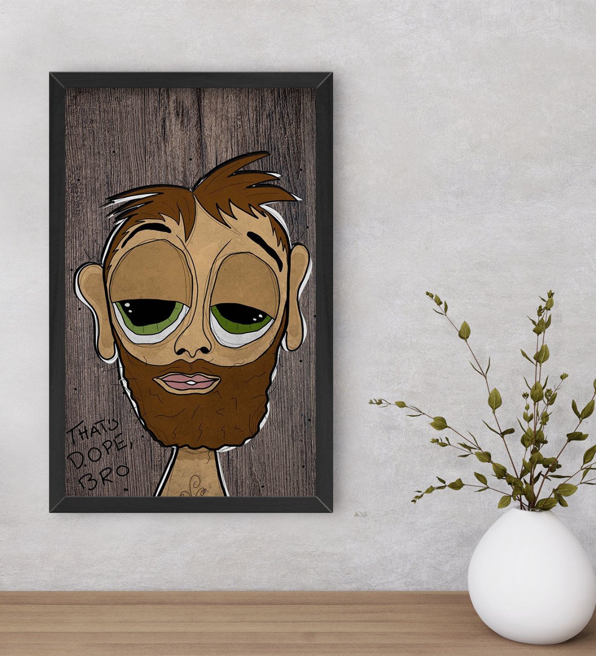 BK Home The Lazy People Collection Hobo Guy Dekoratif Ahşap Siyah Çerçeveli Tablo-1