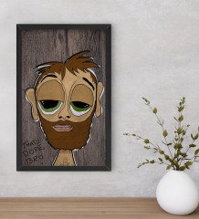 BK Home The Lazy People Collection Hobo Guy Dekoratif Ahşap Siyah Çerçeveli Tablo-1