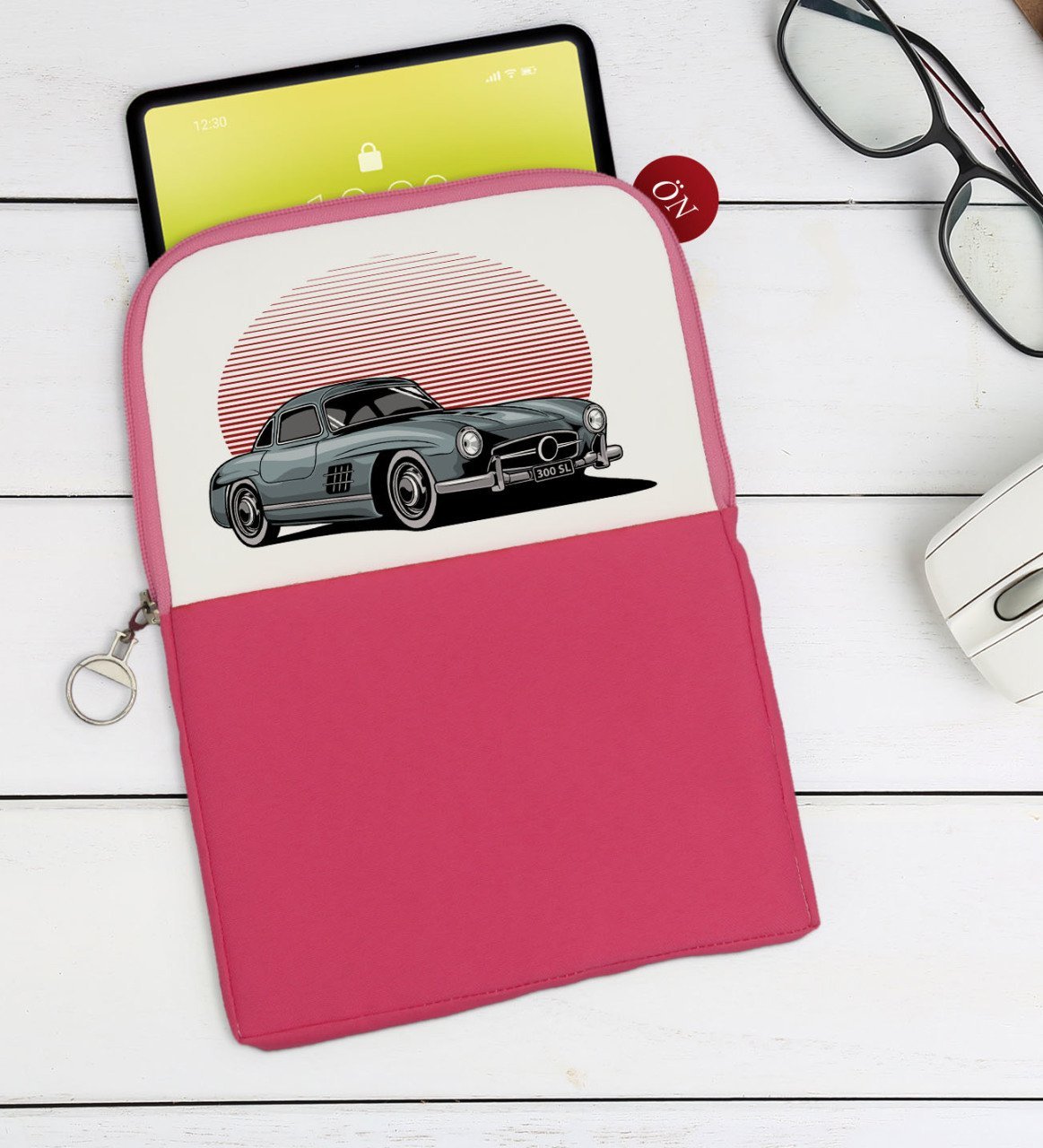 BK Gift Klasik Araç Tasarımlı Taşınabilir Koruyucu Tablet Kılıfı & Organizer Çanta - Pembe-9
