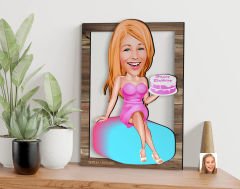 BK Gift Kişiye Özel Kadın Doğum Günü Karikatürlü 3D Ahşap Tablo, Sevgiliye Hediye, Arkadaşa Hediye, Yıl Dönümü Hediyesi, Doğum Günü Hediyesi-2