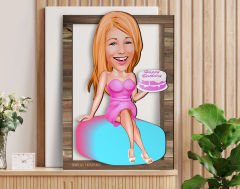BK Gift Kişiye Özel Kadın Doğum Günü Karikatürlü 3D Ahşap Tablo, Sevgiliye Hediye, Arkadaşa Hediye, Yıl Dönümü Hediyesi, Doğum Günü Hediyesi-2