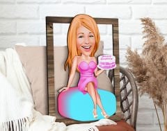 BK Gift Kişiye Özel Kadın Doğum Günü Karikatürlü 3D Ahşap Tablo, Sevgiliye Hediye, Arkadaşa Hediye, Yıl Dönümü Hediyesi, Doğum Günü Hediyesi-2