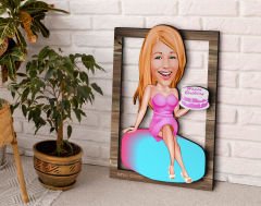 BK Gift Kişiye Özel Kadın Doğum Günü Karikatürlü 3D Ahşap Tablo, Sevgiliye Hediye, Arkadaşa Hediye, Yıl Dönümü Hediyesi, Doğum Günü Hediyesi-2