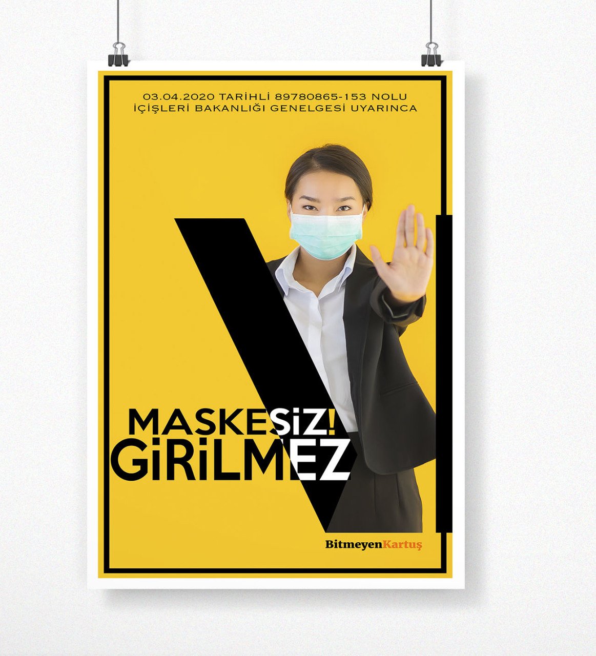 Kişiye Özel Logolu Maskesiz Girilmez Afiş Poster (50 x 70 cm.) 1