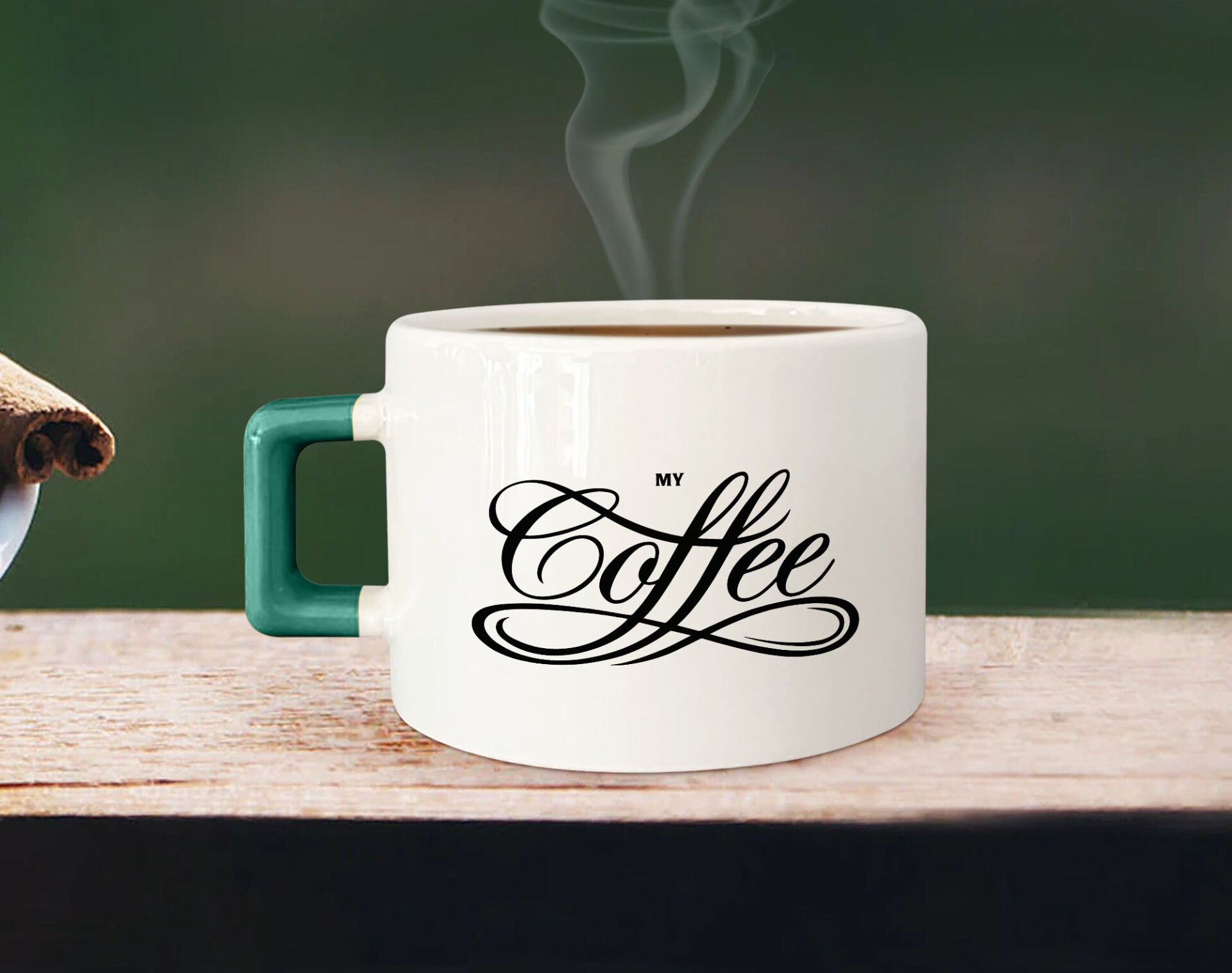 BK Gift Kişiye Özel İsimli Yeşil Kulplu Çay & Kahve Fincanı-3, Arkadaşa Hediye, Sevgiliye Hediye