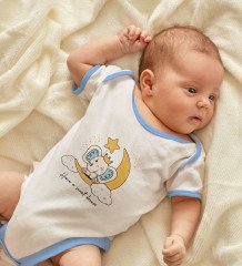 BK Kids Sweet Dream Tasarımlı Mavi Bebek Body Zıbın-1