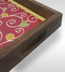 BK Gift Modern Art Tasarımlı Doğal Ahşap Tepsi-14