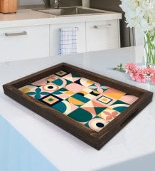 BK Gift Modern Art Tasarımlı Doğal Ahşap Tepsi-14